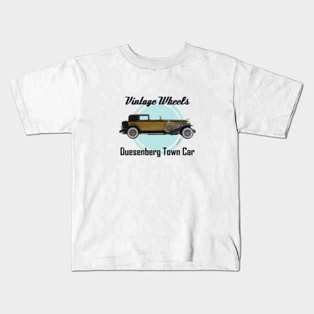 Vintage Wheels - Duesenberg Town Car Kids T-Shirt by DaJellah